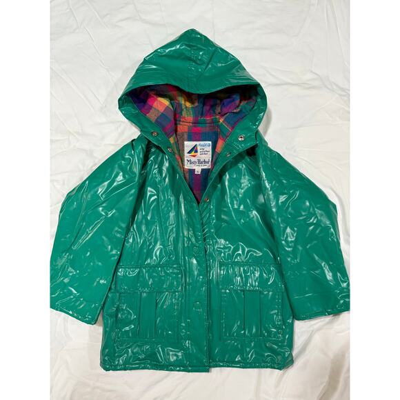 Vintage Misty Harbor Raincoat Any Weather Slicker Teal Green Size 5